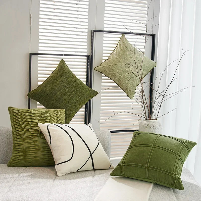 Nordic Green Light Luxury Pillow Cover Decorative Modern Minimalism Pillow Cases Home Living Room Sofa Bedhead Cushion Covers