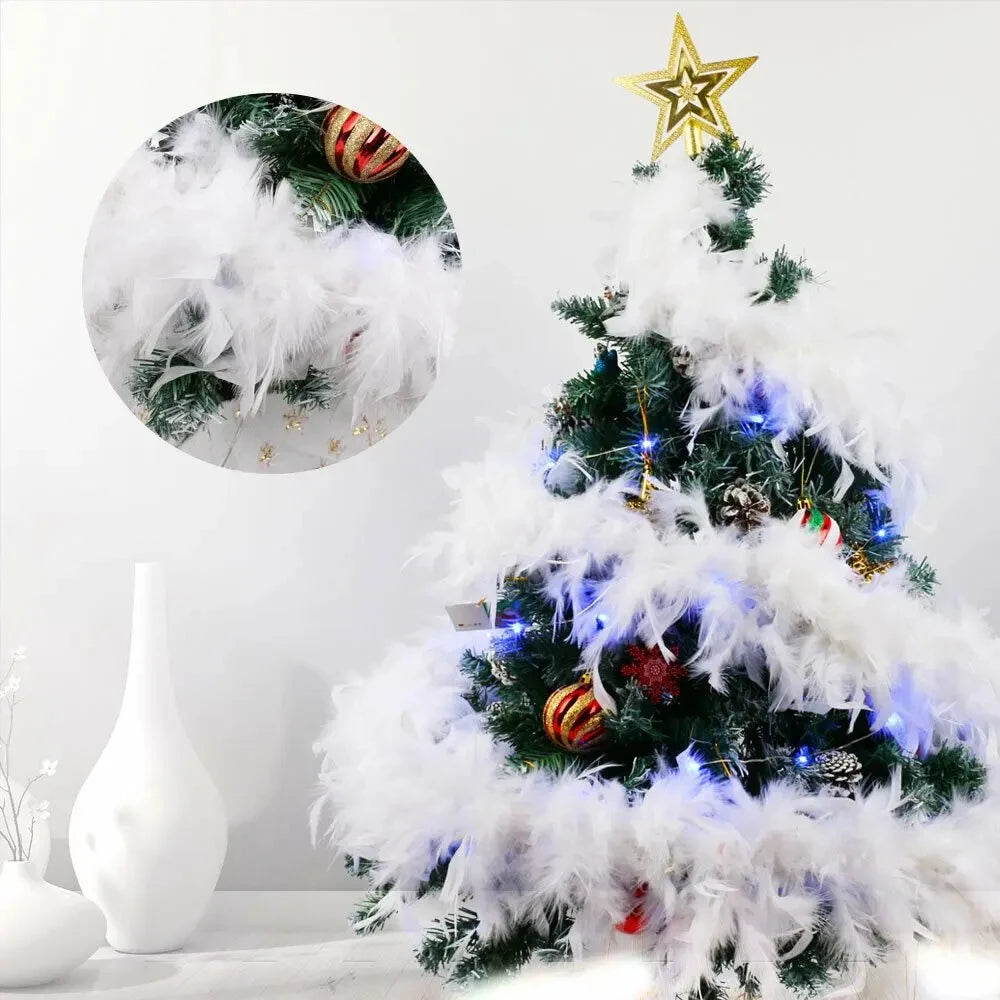 2Yard White Marabou Turkey Feather Boa 38-90g Plumes Shawl Crafts Dress Sewing Accessories Wedding Party Carnival Chrismas Decor