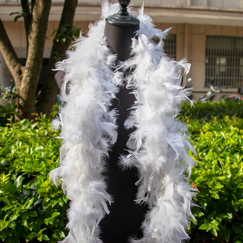 2Yard White Marabou Turkey Feather Boa 38-90g Plumes Shawl Crafts Dress Sewing Accessories Wedding Party Carnival Chrismas Decor